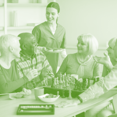 caregiver talking with seniors